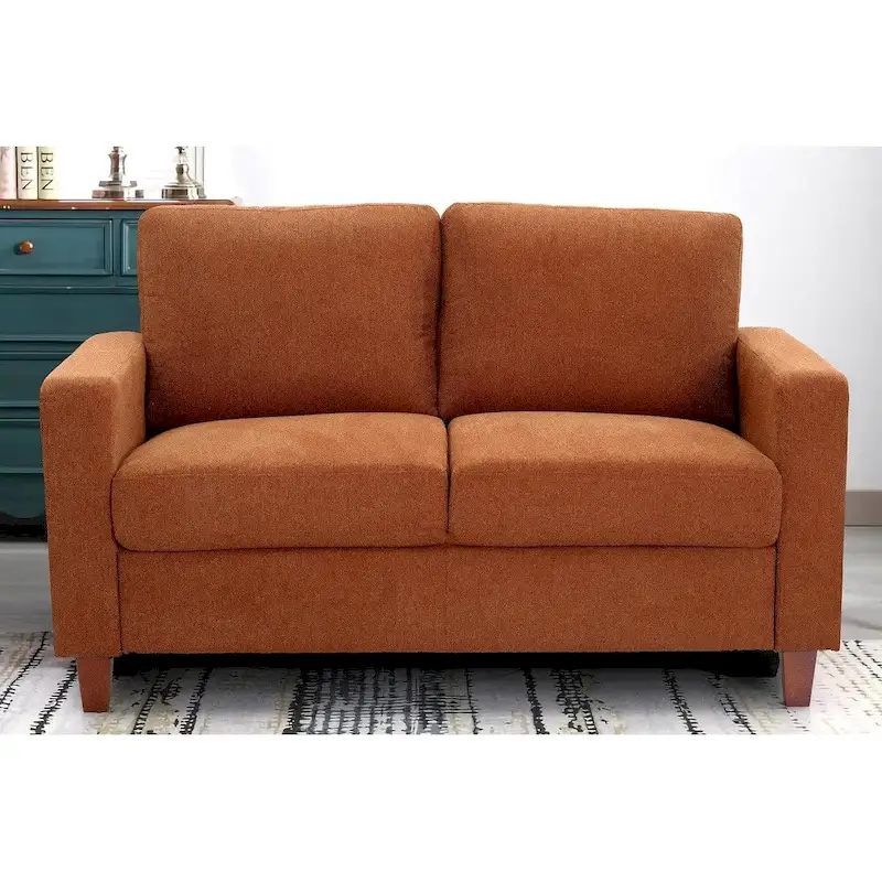 Miles 2 Piece Sofa and Loveseat Sets with Reversible Back Pillows Mid Century Modern Sofa