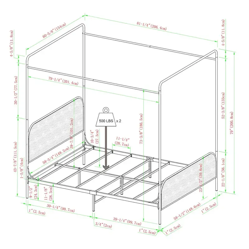 Middlebrook Designs Modern Curved Metal Queen Canopy Bed