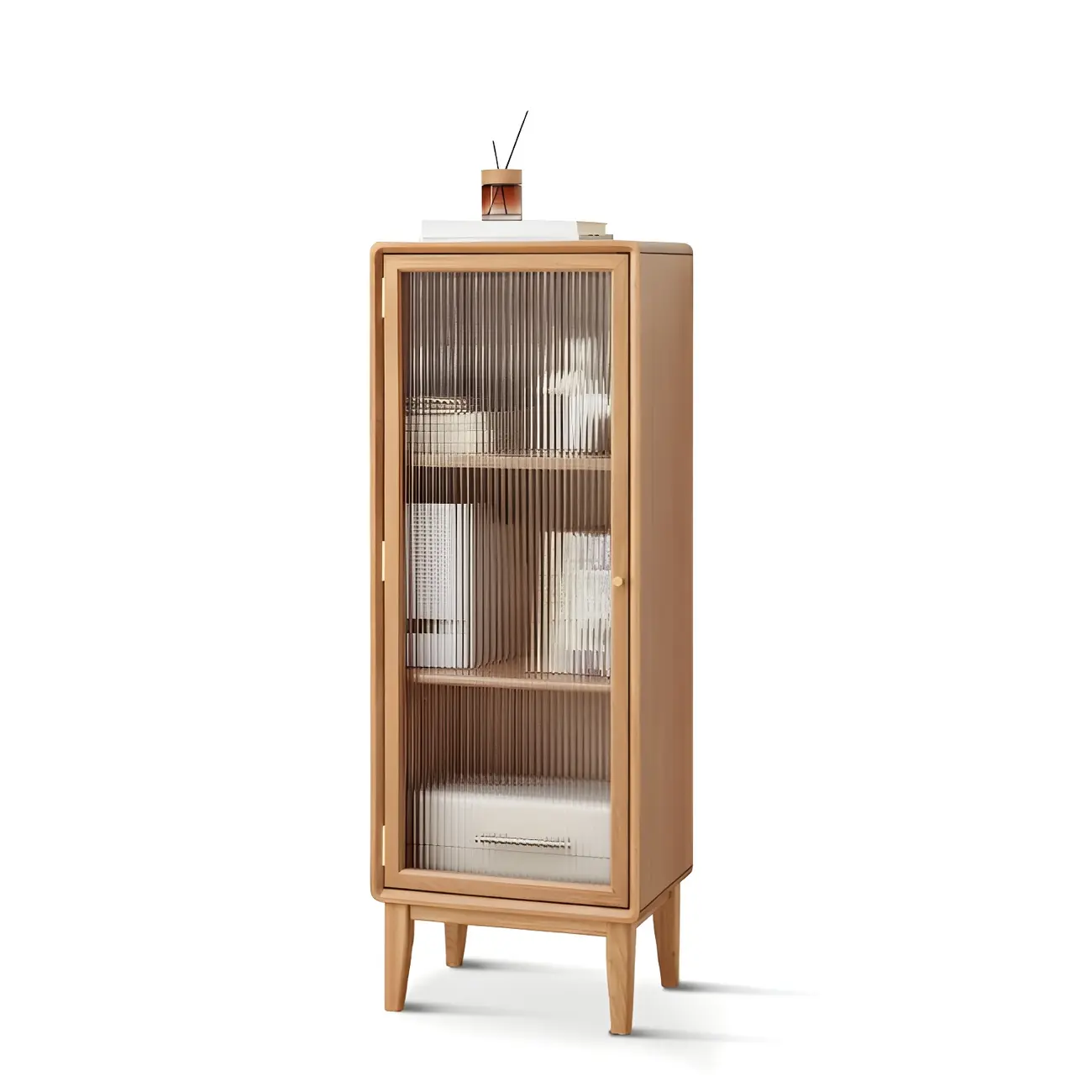 Natural Wood Standard Display Cabinet with Adjustable Shelves