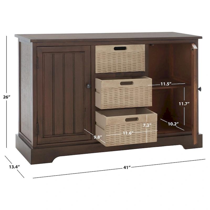 SAFAVIEH Cilla 2-Drawer And 3 Removable Baskets - 39.8 W x 12.5 L x 29.5 H - 41Wx13Dx26H