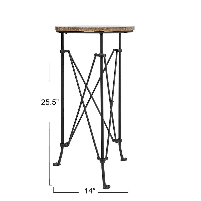 Round Metal Side Table with Claw Feet