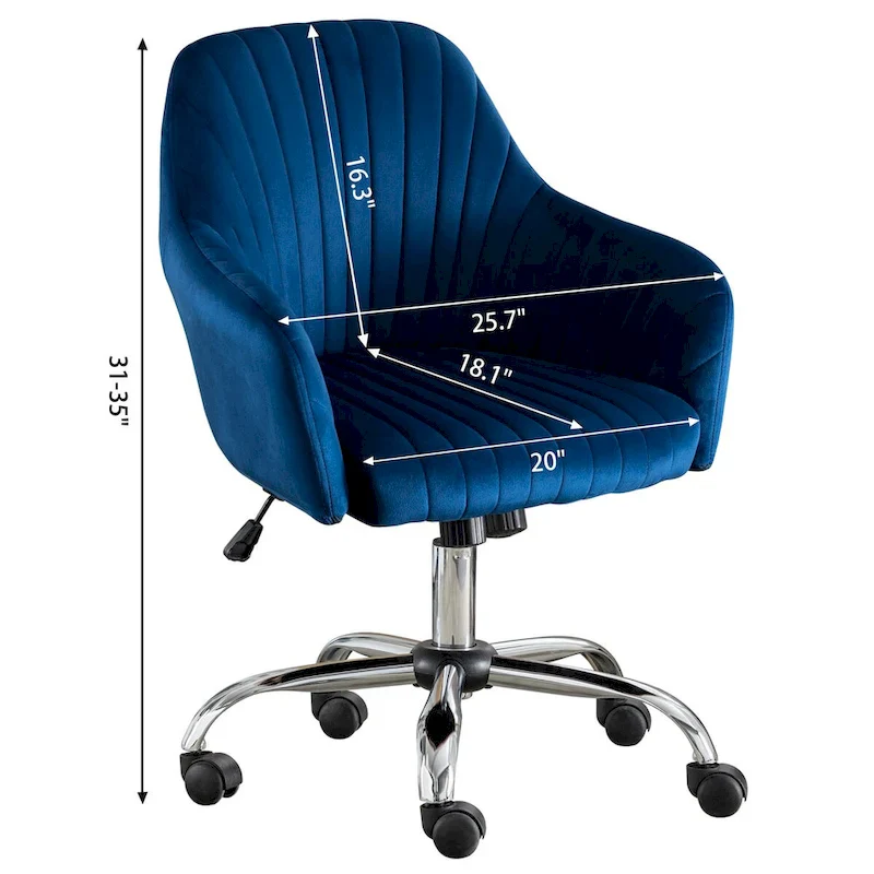 Accent chair Modern home office leisure chair with adjustable velvet height and adjustable casters