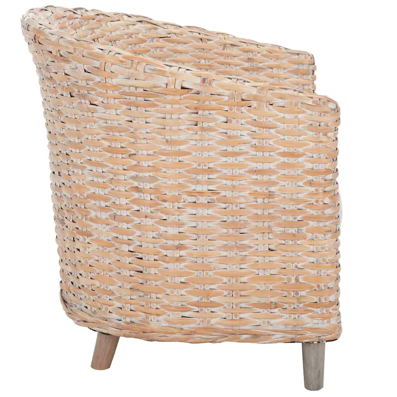 SAFAVIEH Charla Rattan Barrel Chair with Cushion - 29.1 x 27.2 x 32.7 - 29Wx27Dx33H