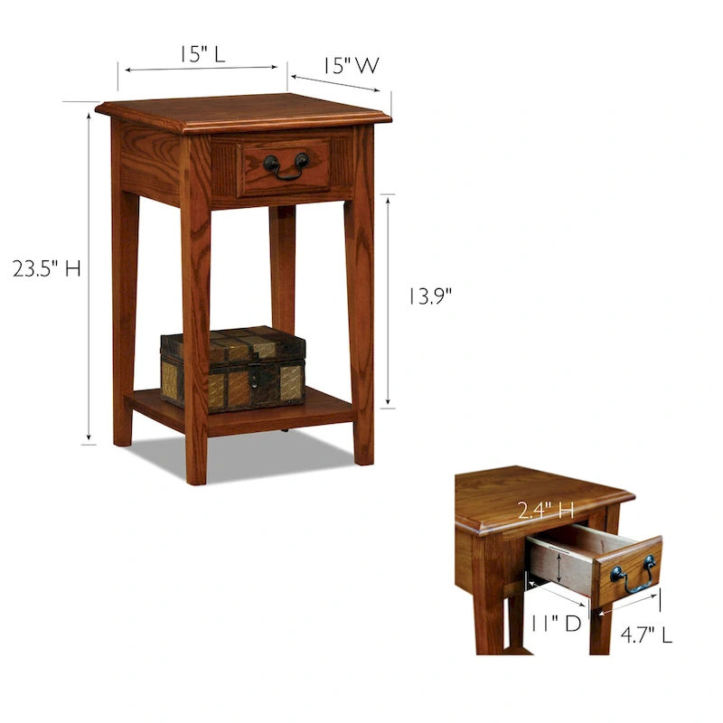 Leick Home One Drawer Square Side Table with Shelf