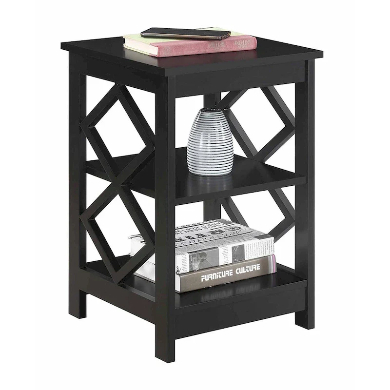 Convenience Concepts Diamond End Table with Shelves