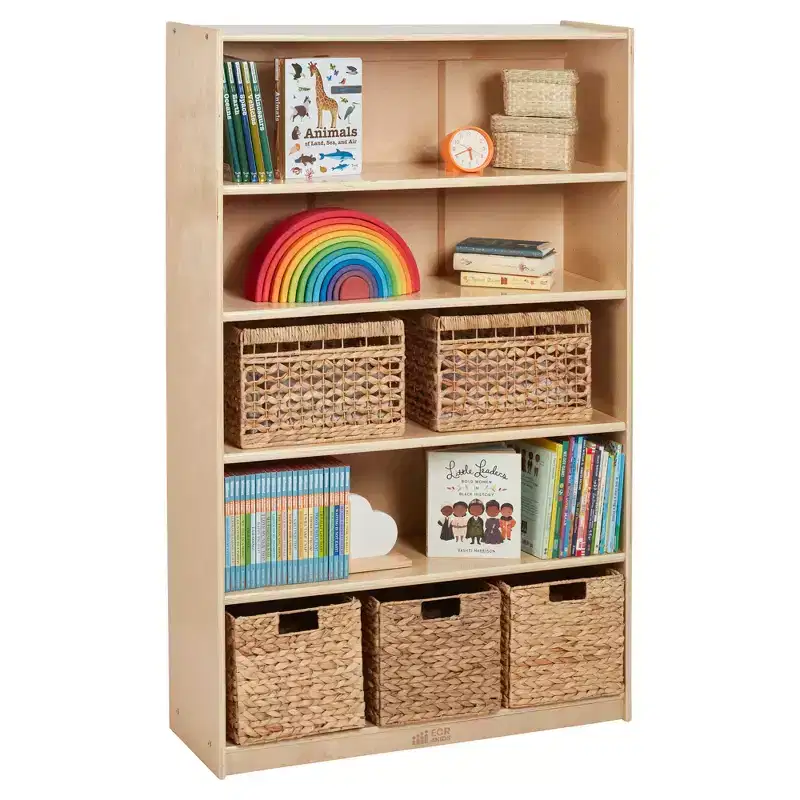 ECR4Kids Wooden Classic Bookcase with Adjustable Shelves, 60in, Classroom Bookshelf