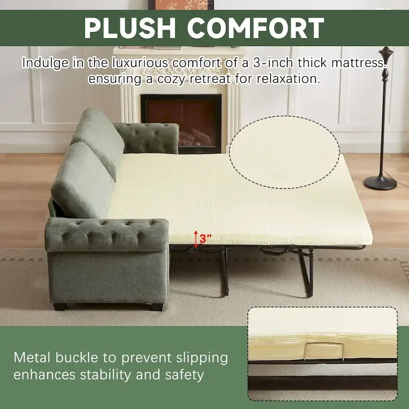 83.8  Convertible 2-in-1 Pullout Polyester Sleeper Sofa Bed