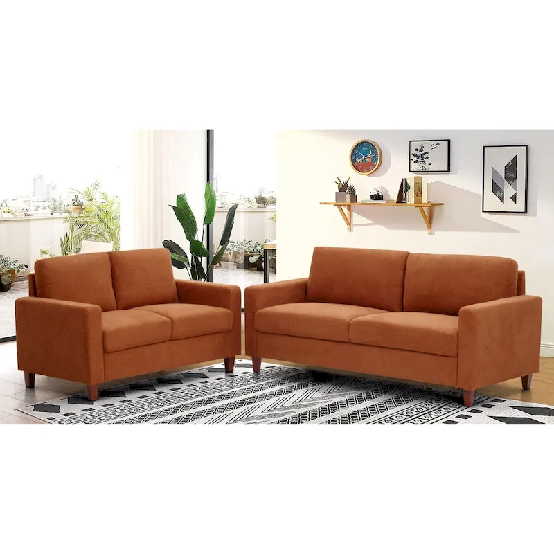 Transitional Upholstered 2 Peice Living Room Sofa Set