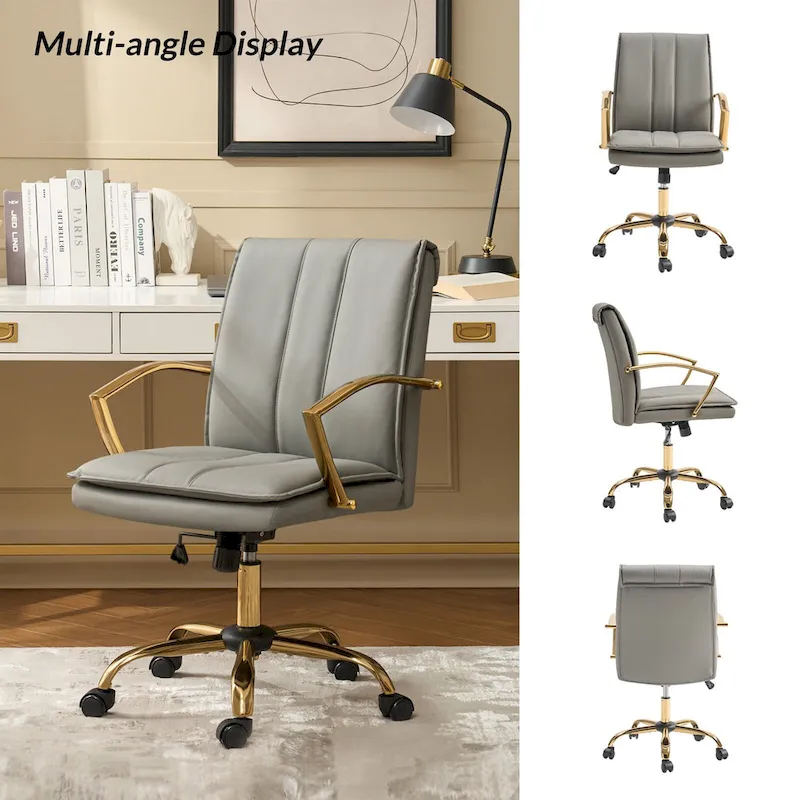 Ignacio Modern Leather Rocking Office Chair with Metal Base by