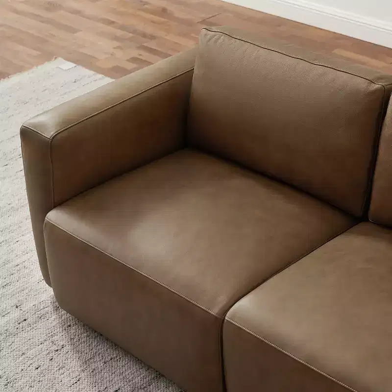 Brown / Chocolate Modular Sectional Sofa, 3-Seater, Leather Upholstered