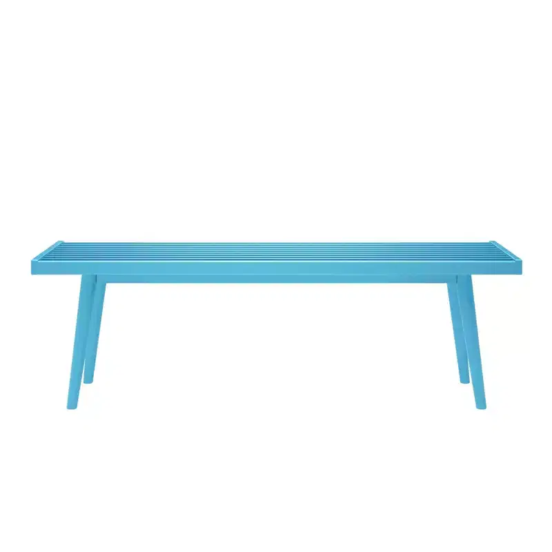 Mid-Century Solid Wood Bench – Black/Clay/Natural/Pecan/Teal/Walnut/White/Yellow – Seats 1