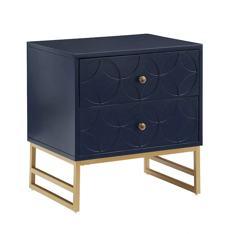 Arched Diamond 2- Drawer Gold Metal End Table