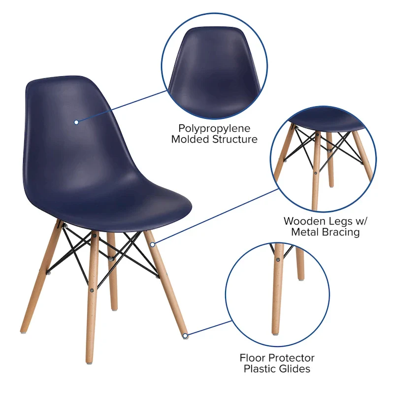 Plastic Chair with Wooden Legs