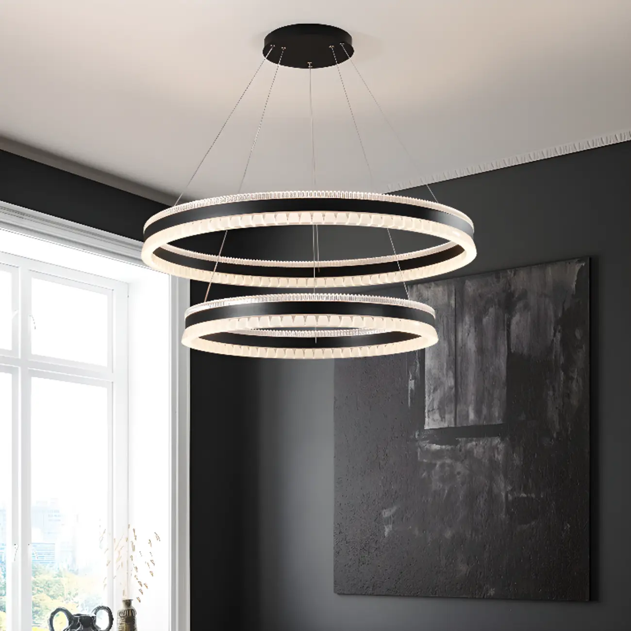 Stylish Modern Circle Tiered Ring LED Chandelier