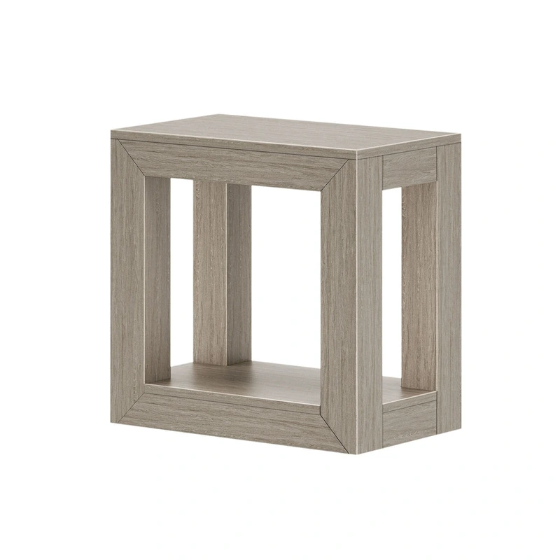 Plank and Beam Modern Rectangular Side Table with Shelf