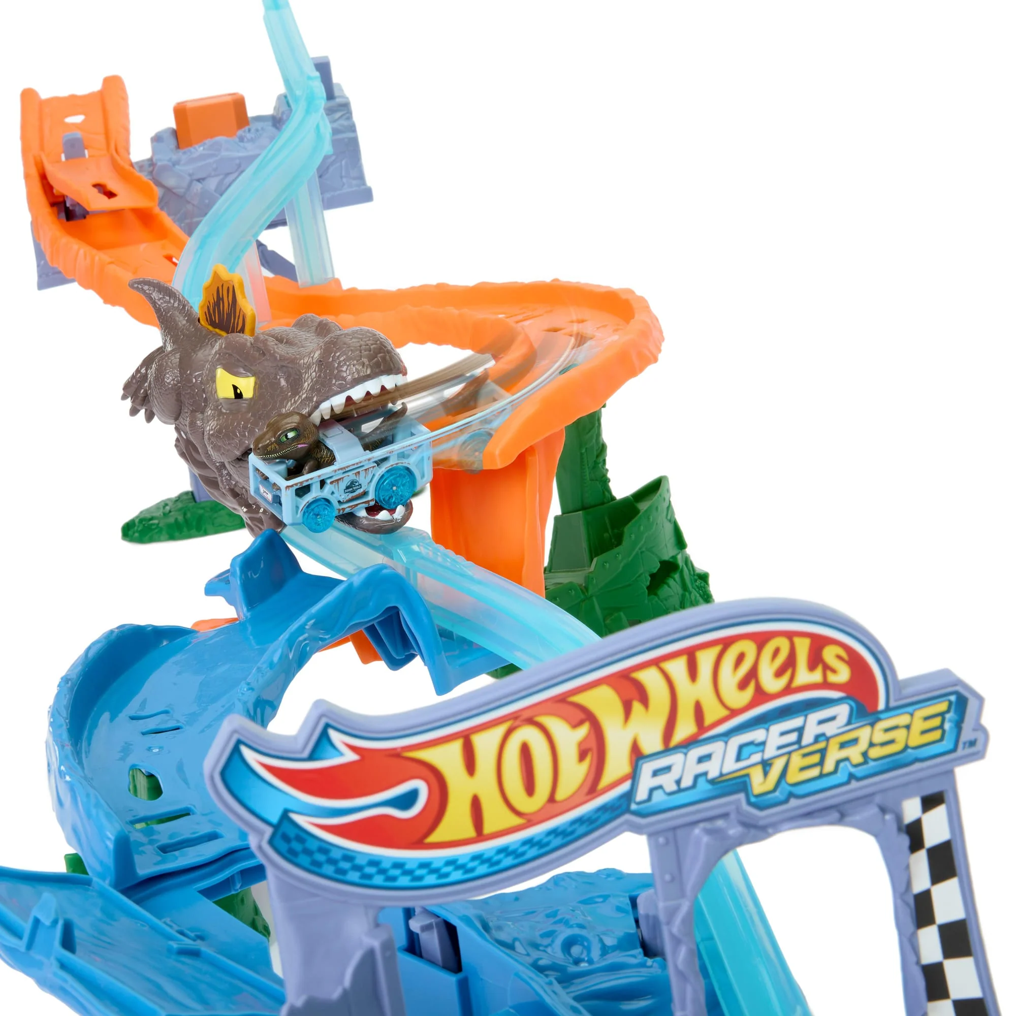 Hotwheels-Coffret Racerverse Jurassic World-Avec Dinosaure et Piste