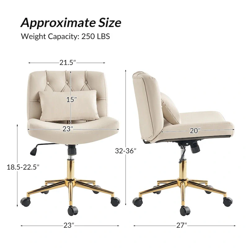 Charlie Modern Button-Tufted Swivel Tilting Office Chair with Pillow by HULALA HOME