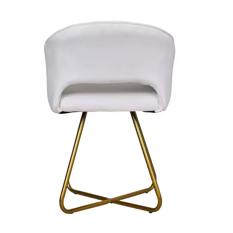 White Velvet Accent Armchair with Gold Metal Base, Padded Seat & Back, Seats 1