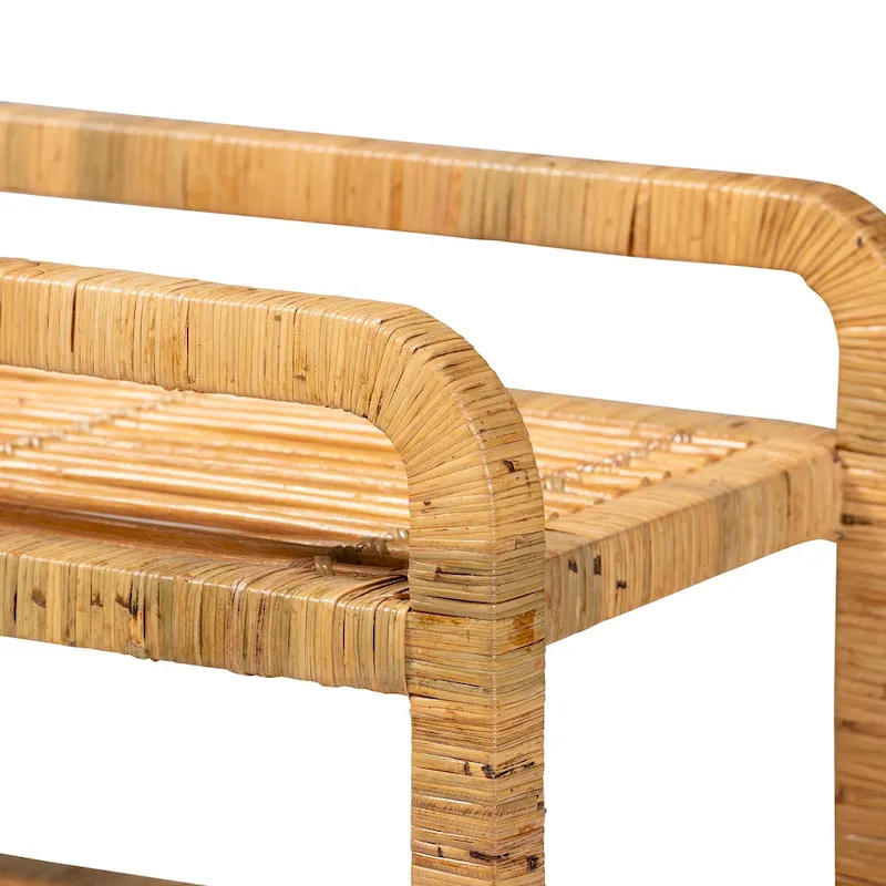 Delphine Modern Bohemian Natural Rattan Kitchen Cart