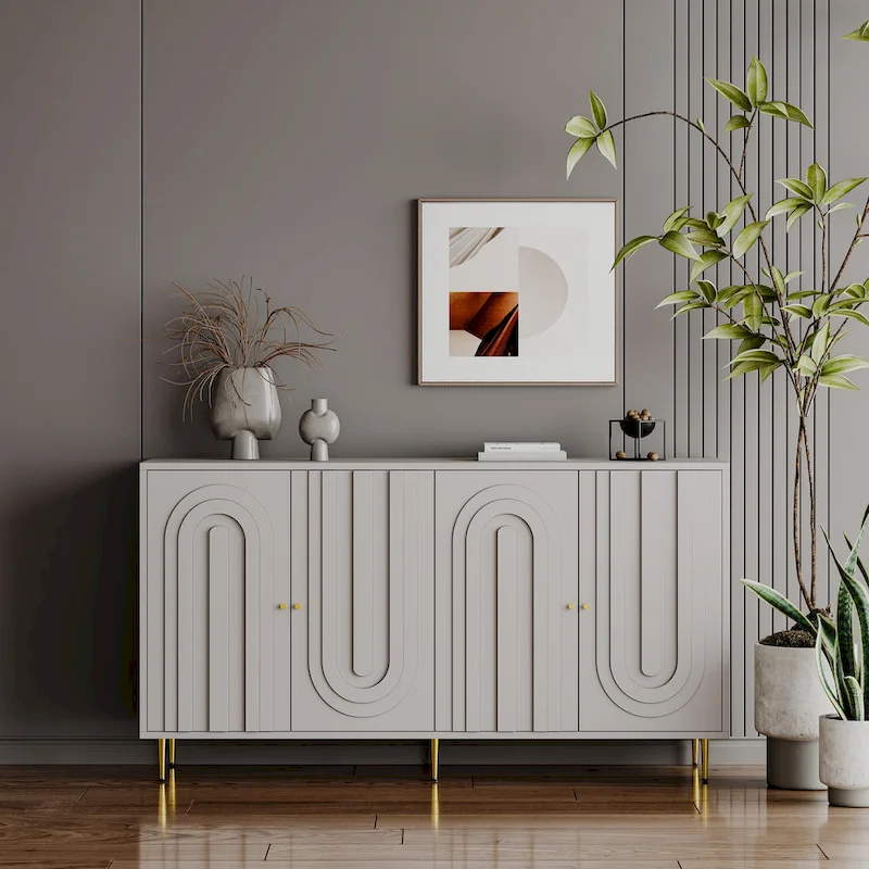 Lacquered 4 Door Wooden Sideboard