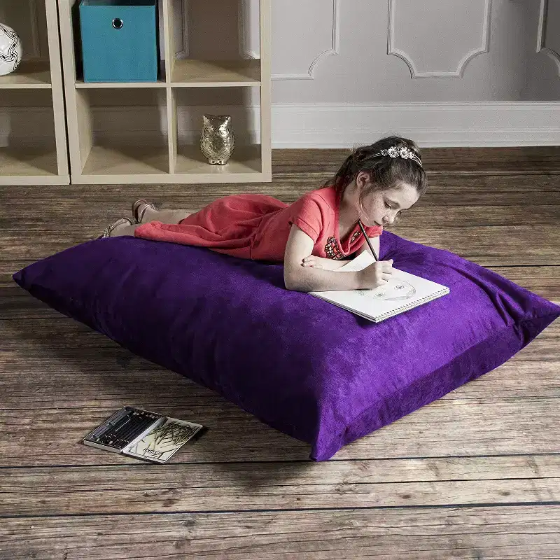 3.5 ft Kids Bean Bag Floor Pillow – Microsuede, Seats 1 (Blueberry / Cherry / Fuchsia / Grape / Lime / Pumpkin)