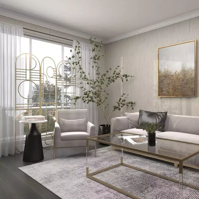 Modern Metal Room Divider Screen Gold - Olivia & May: Iron Frame, No Assembly, 3-Panel Design