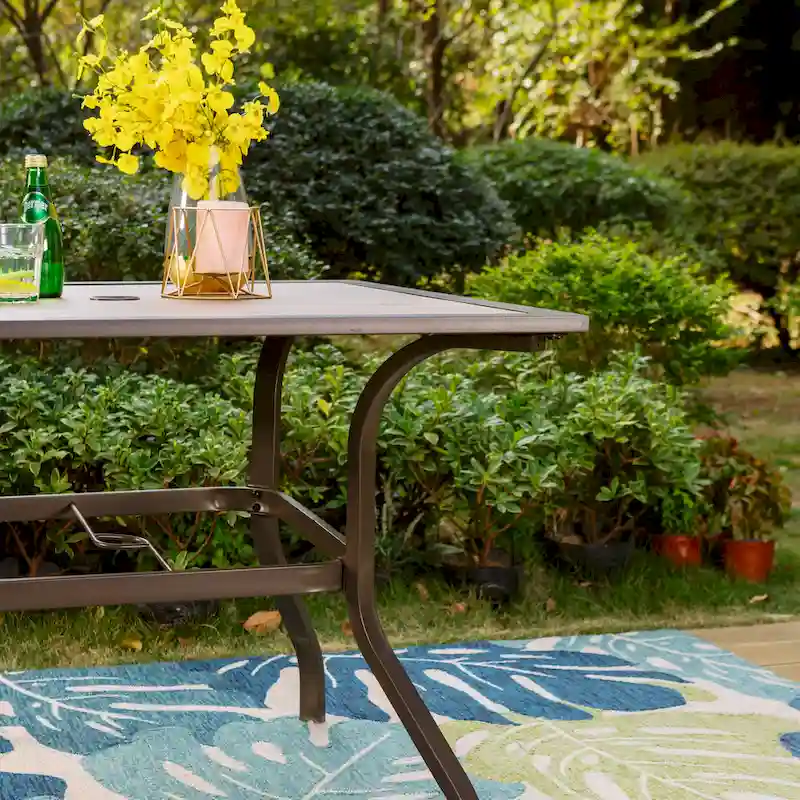 5-Pieces Patio Dining Set, Including 1 Steel Frame Table with Umbrella Hole and 4 C spring Patio Chair