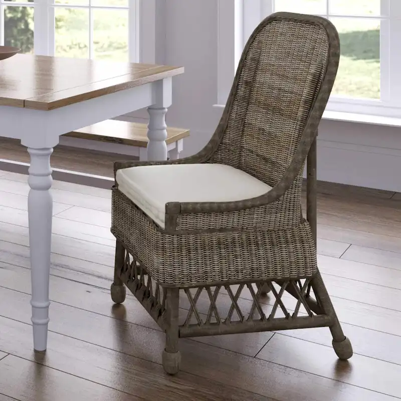 Natural Woven Rattan Dining Chair with Cushion