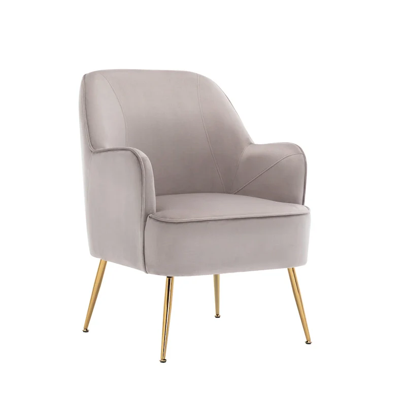 Velvet Upholstered Accent Chair with Gold Chrome Legs