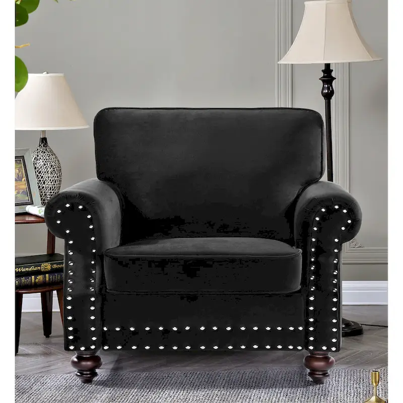 Suffield Velvet Nailhead Armchair