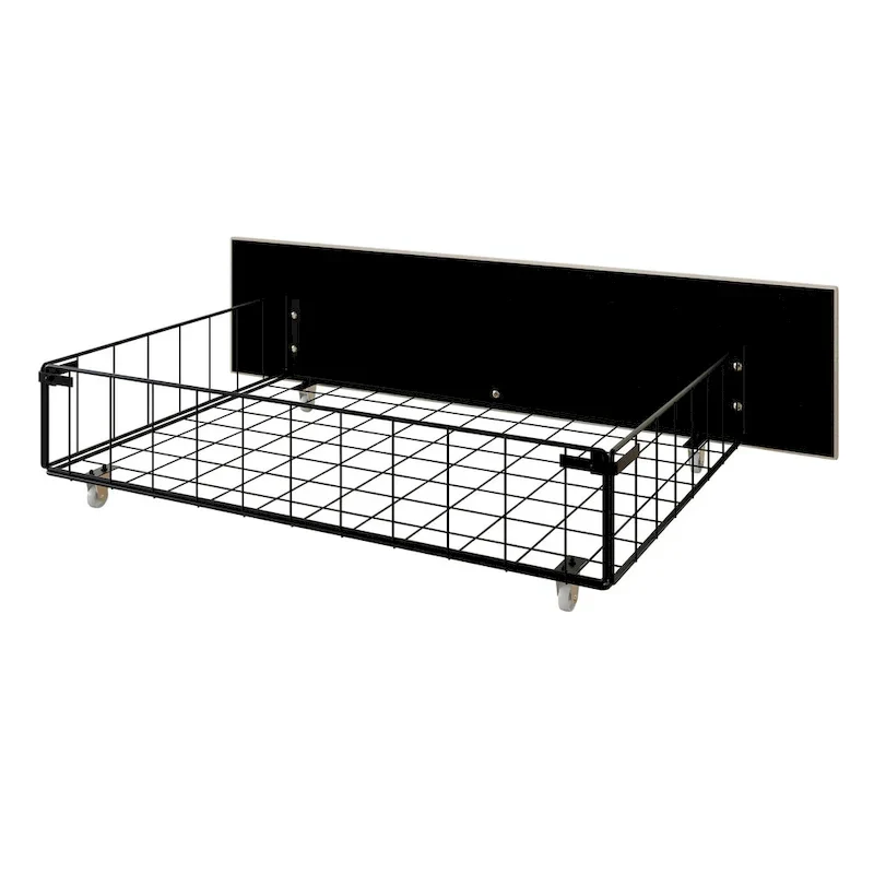 Elegant Chrome Nailhead Wingback Upholstered Bed with Drawers