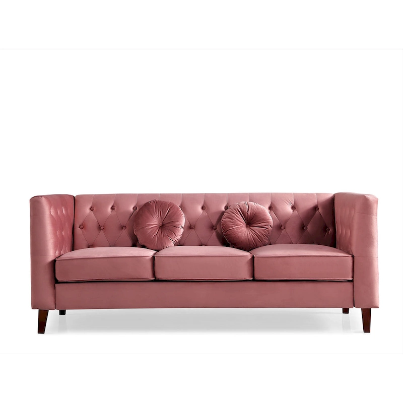 US PRIDE FURNITURE Velvet Classic Chesterfield Sofa with Wood legs