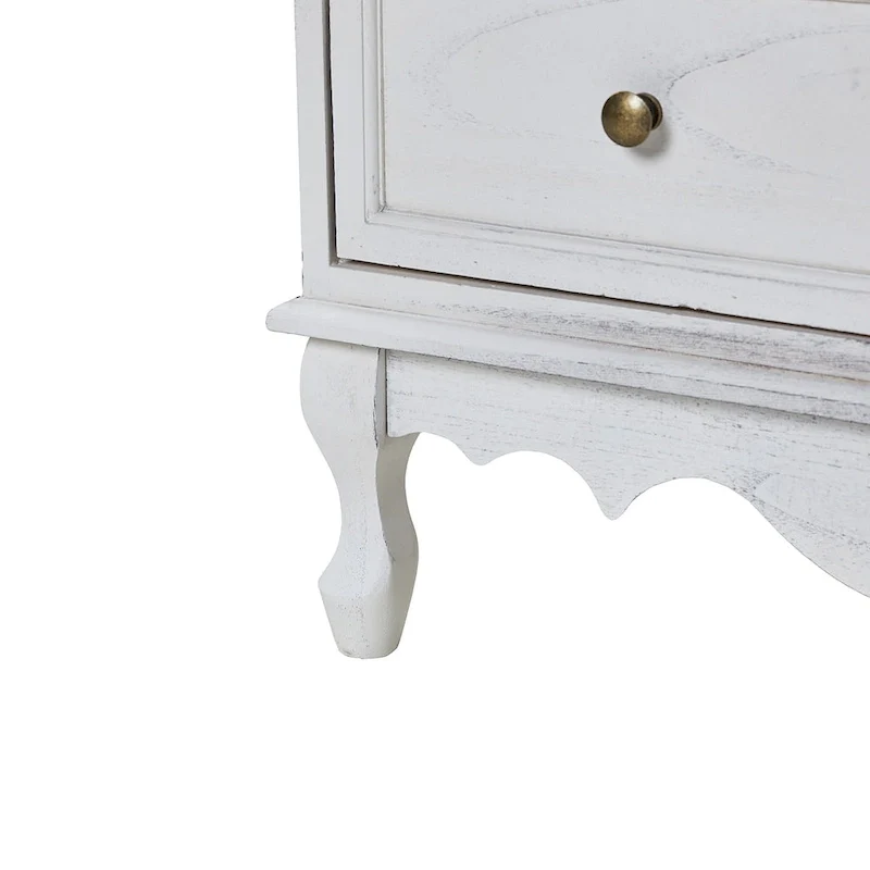 Farmhouse 30Tall Distressed 3-Drawer Nightstand With Solid Wood Legs and Adjustable Feet