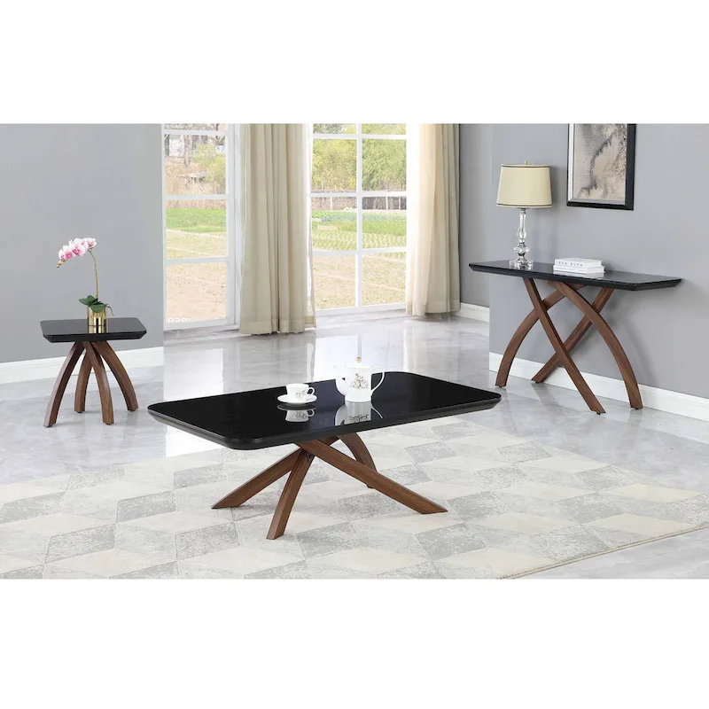 Somette Emerson Sleek Black Glass Cocktail Table