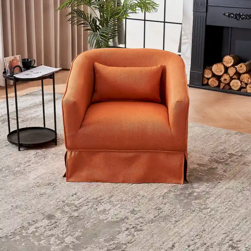 Swivel Barrel Chair with Ottoman