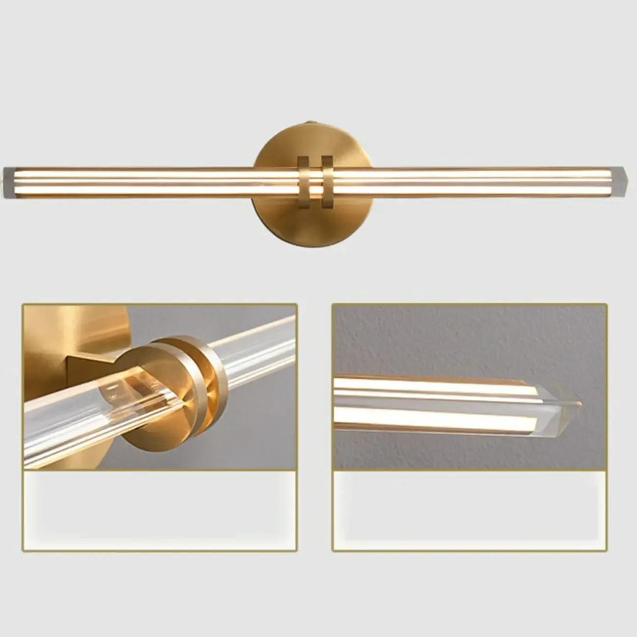 Multi Dimming Modern Linear Copper Bathroom Wall Lights