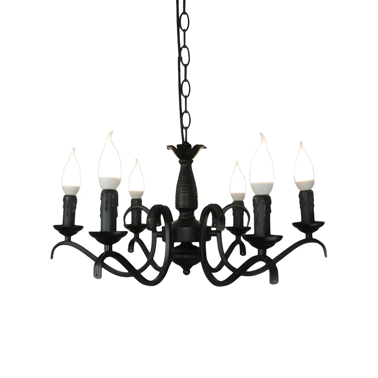 Industrial Black Metal Candelabra Chandelier