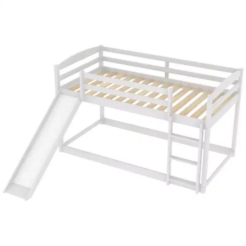 Whisen Twin over Twin Bunk Bed with Convertible Slide and Ladder