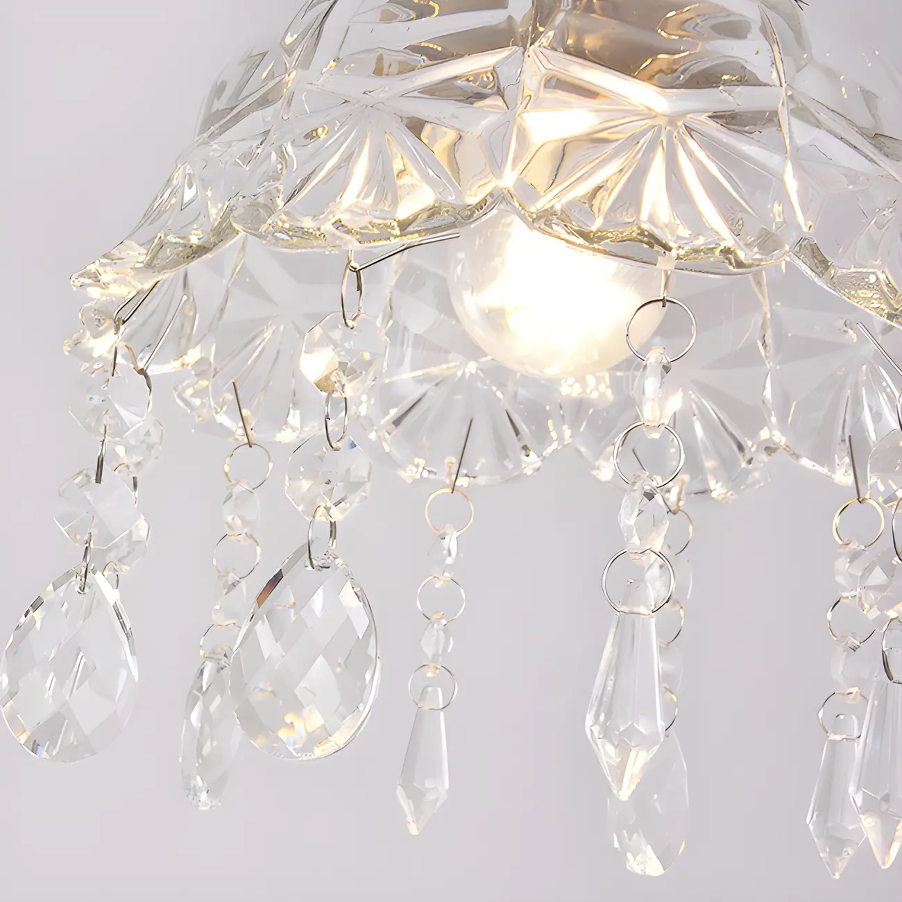 Elegant Golden Crystal Flower Dome Semi Flush Ceiling Light