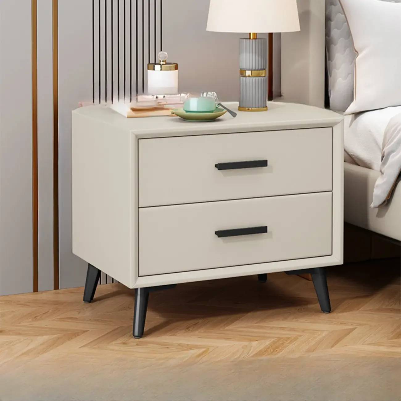 Modern Timber Off-White 2-Drawer Nightstand