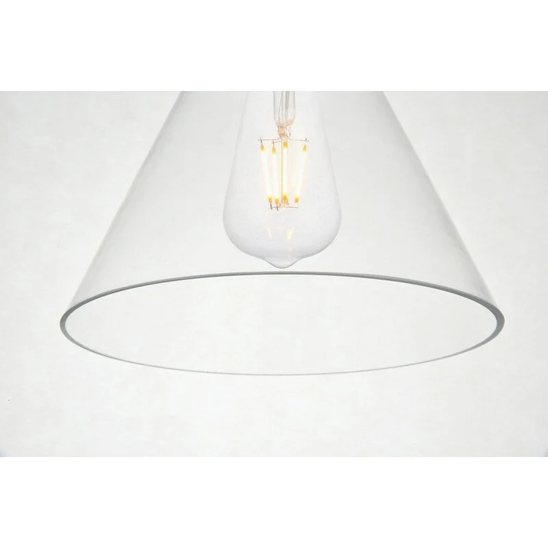 Destiny 1-Light Plug in Pendant with Clear Shade - Black - 8  Diameter