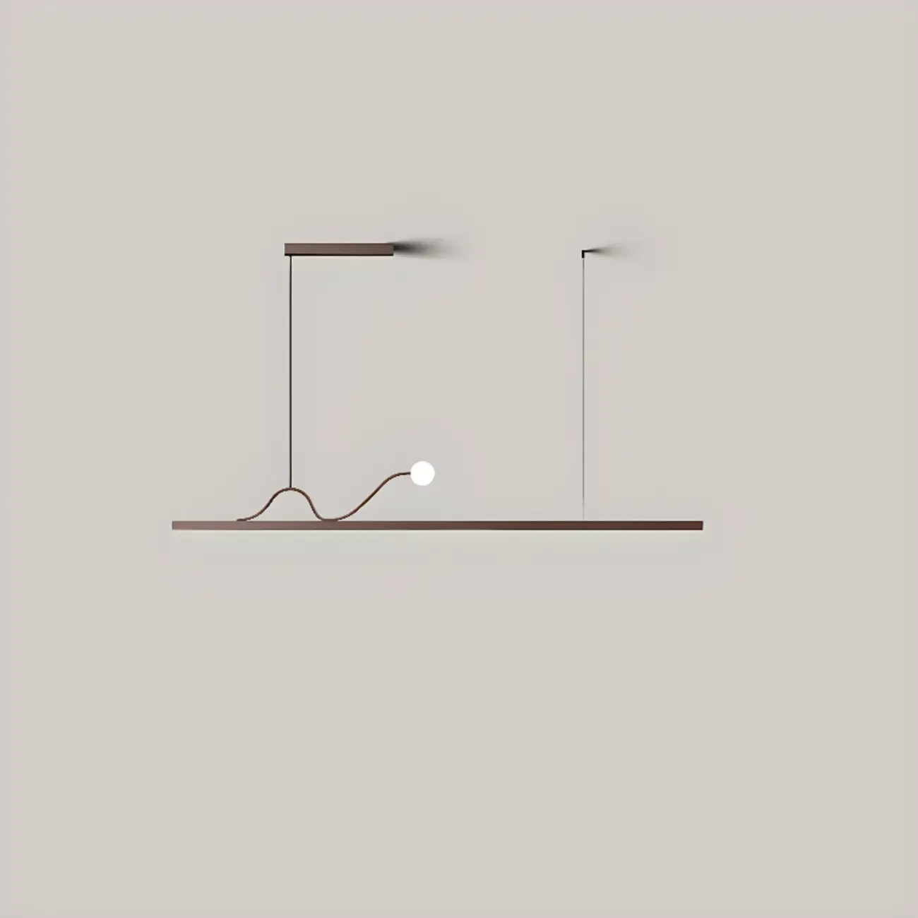 2-Light Rectangle Slim Linear Walnut Island Pendant Lights