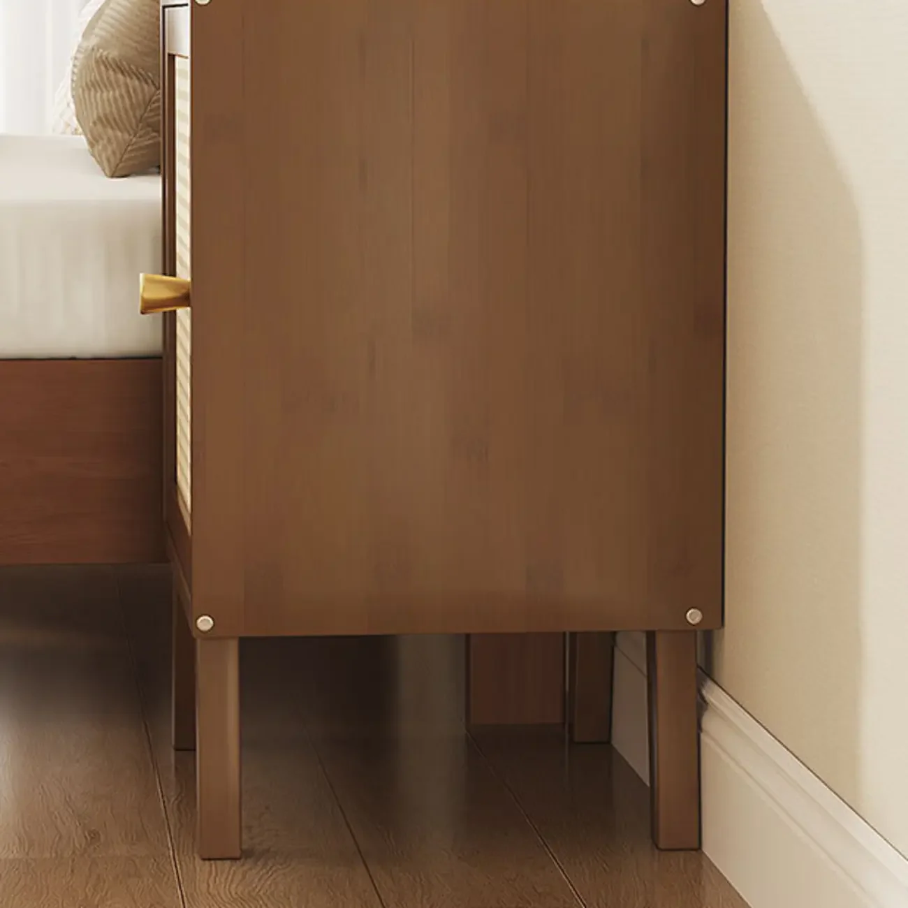 Scandinavian Bedside Table Natural Solid Wood Nightstand