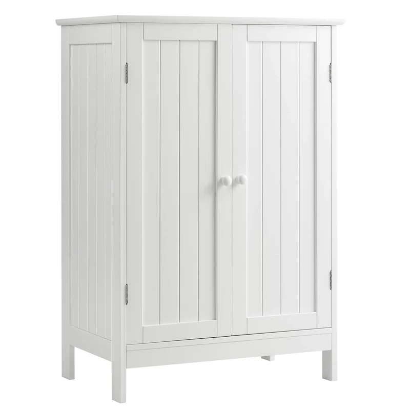 Bathroom Storage Cabinet with Double Doors Wooden Floor Shoe Cabinet