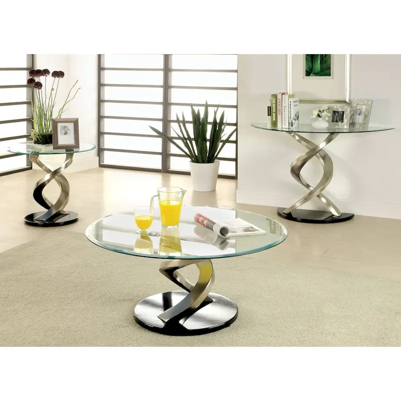 Sele Contemporary Silver 38-inch Glass Coffee Table by Furniture of America