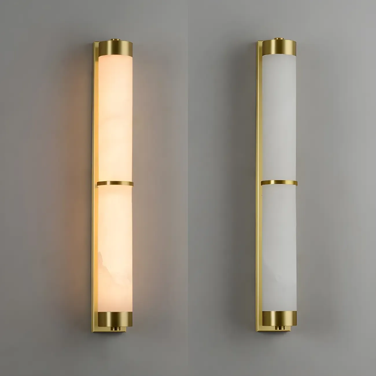 Modern Cylinder Stone Gold LED Wall Sconce