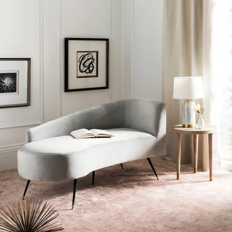 SAFAVIEH Helgrit Black/Gold Velvet Retro Glam Settee - 57.5 W x 27 D x 28 H - 58Wx27Dx28H