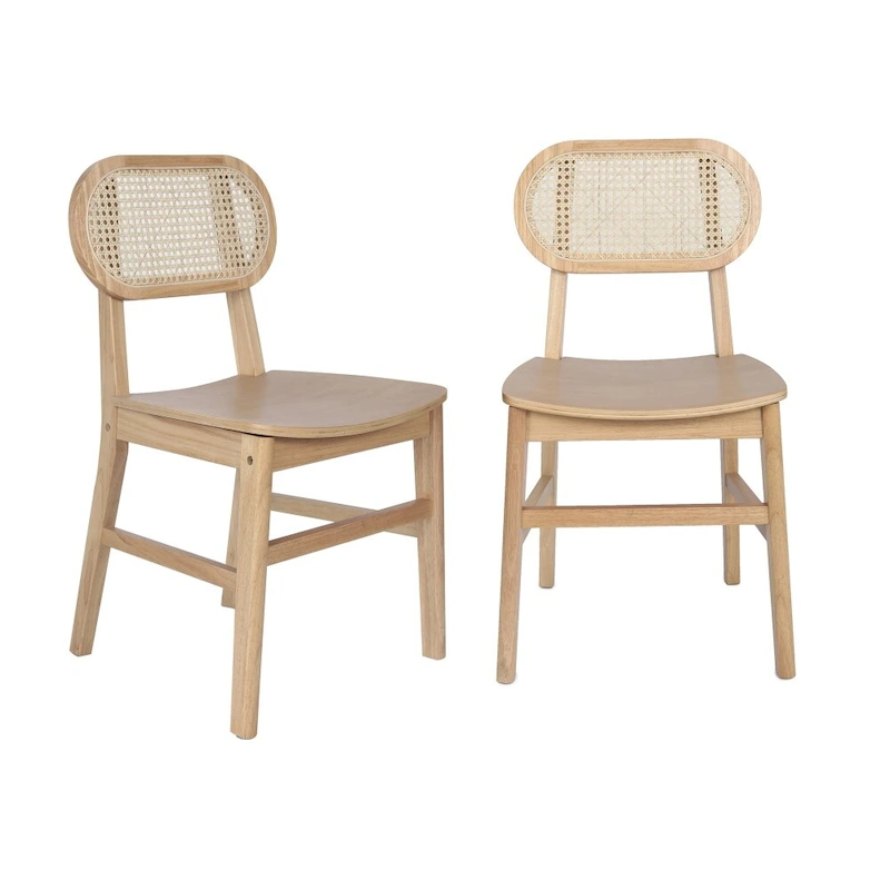 Commercial Cane Rattan Event Chair with Wood Back and Seat