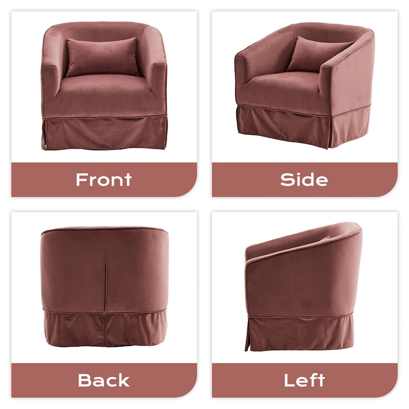 Ouyessir Set of 2 Swivel Barrel Chair 360 Degree Upholstered Accent Chair Fabric Armchair