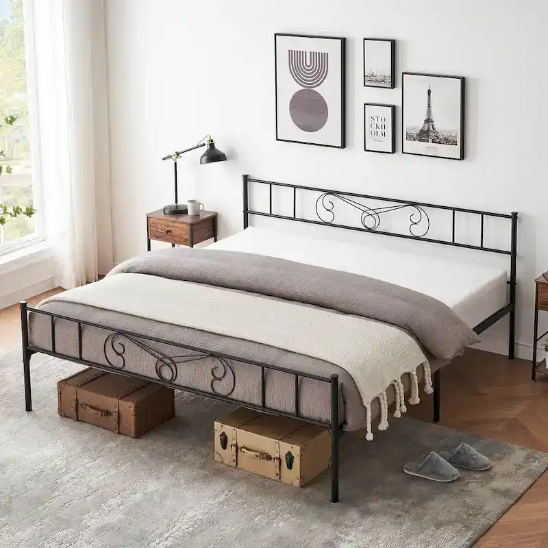Bed Frame Platform with Headboard and Footboard